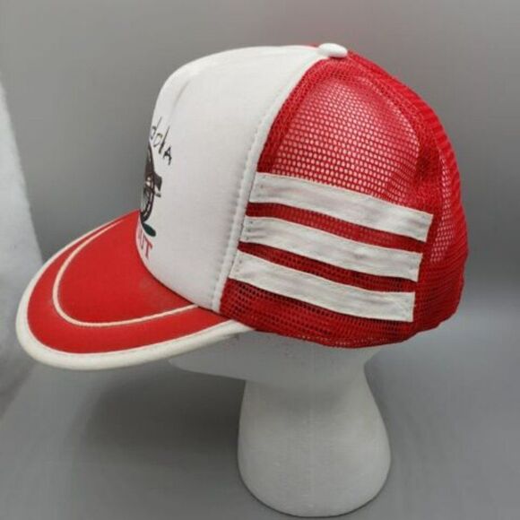 Vintage 90 3 Stripe Minidoka '95 Shoot Out Trucker SnapBack Hat Cannon Red white - Picture 3 of 8